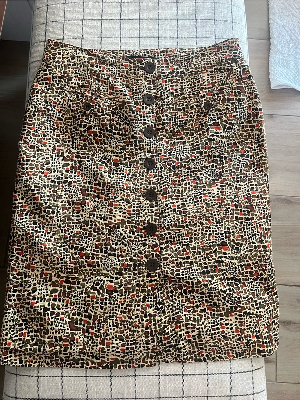 Silkland Womens Mosaic Pattern mini Skirt 100% Silk Lined Size 6